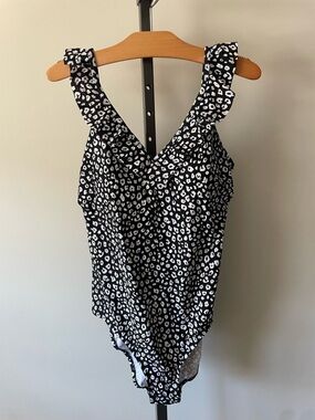 Krista Swim Ruffled Animal Print One Piece Swimsuit Cougar Leopard Plus Size 16
